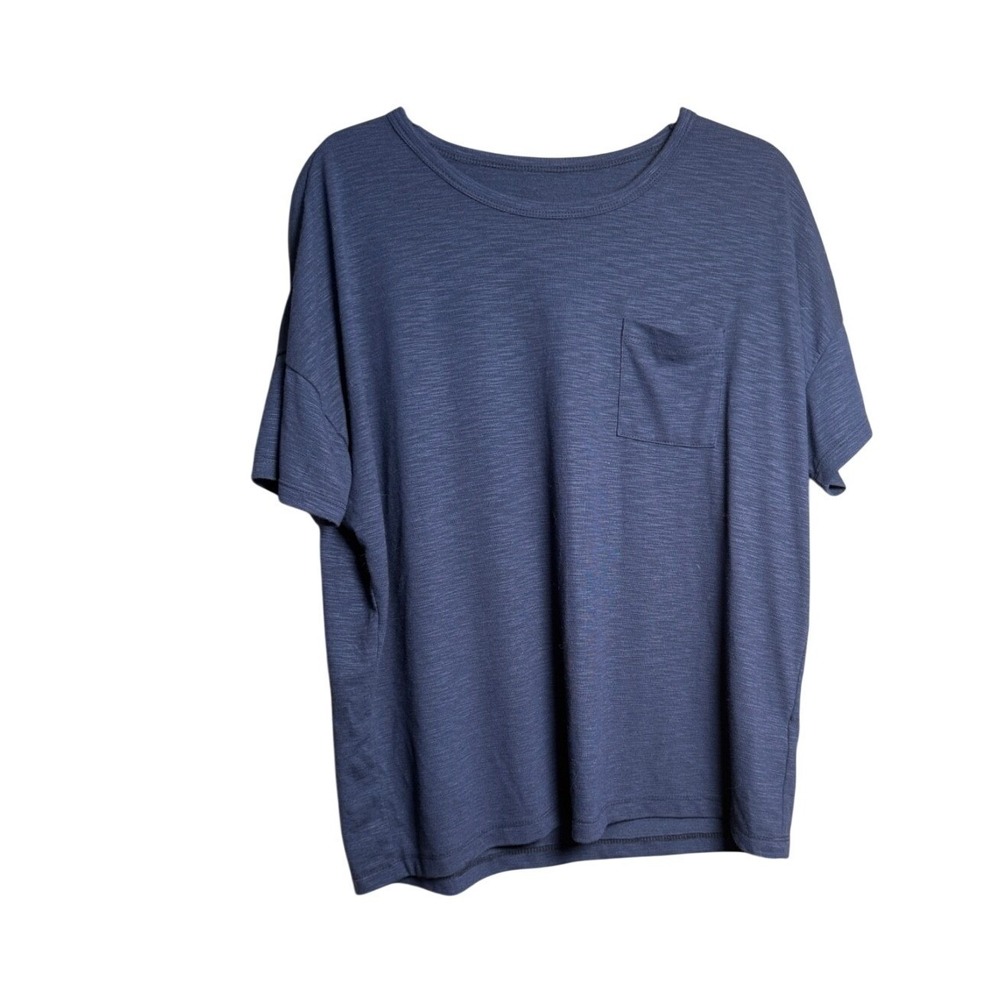 Le Colette Pocket Tee Shirt Women L Blue Slub Knit Capsule‎ Minimalist Casual